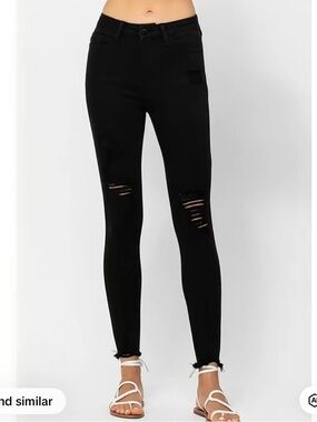 Lolo Jeans Black Distressed Ripped Skinny Jeans